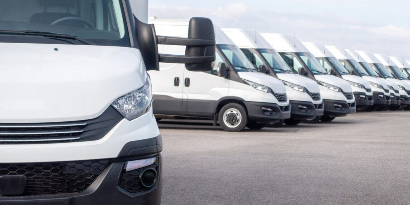 Commercial Fleet Of White Vans