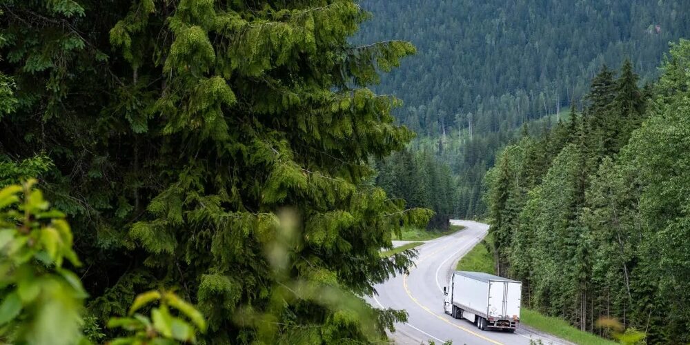 Truck On Winding Scenic Route