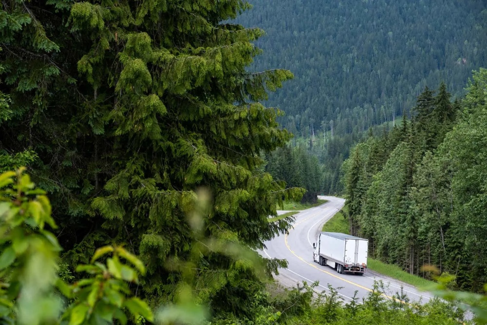 Truck On Winding Scenic Route