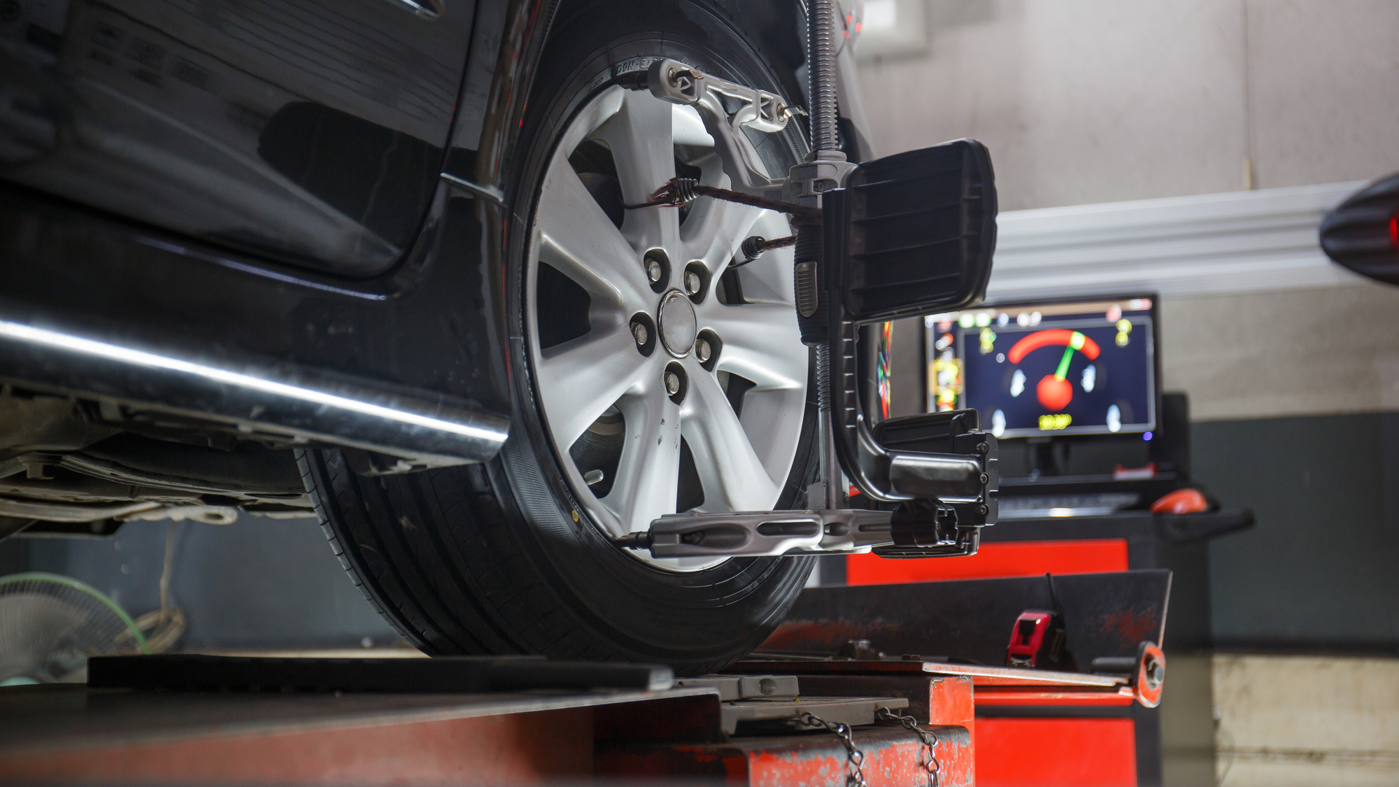 Car Recieving Wheel Alignment Service