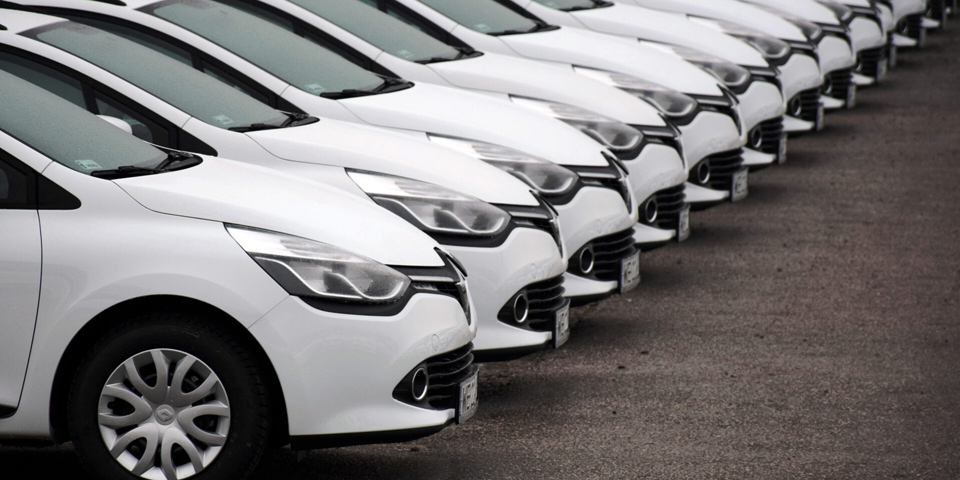 Lined Up Renault Clios In White